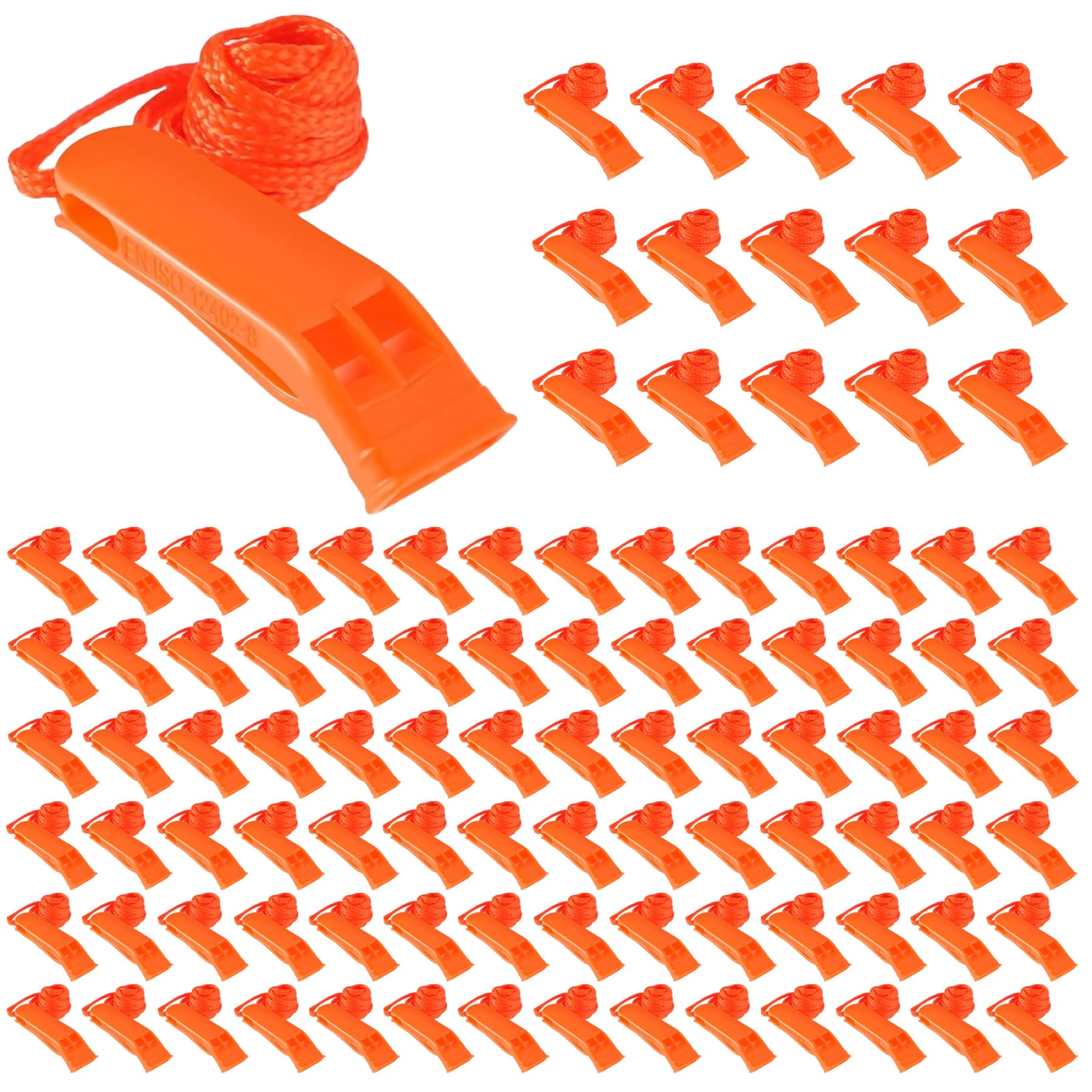 Silbato de Emergencia 100PCS Silbato de Seguridad de plástico Ruidoso con cordón Equipo de Supervivencia para Kayak Can