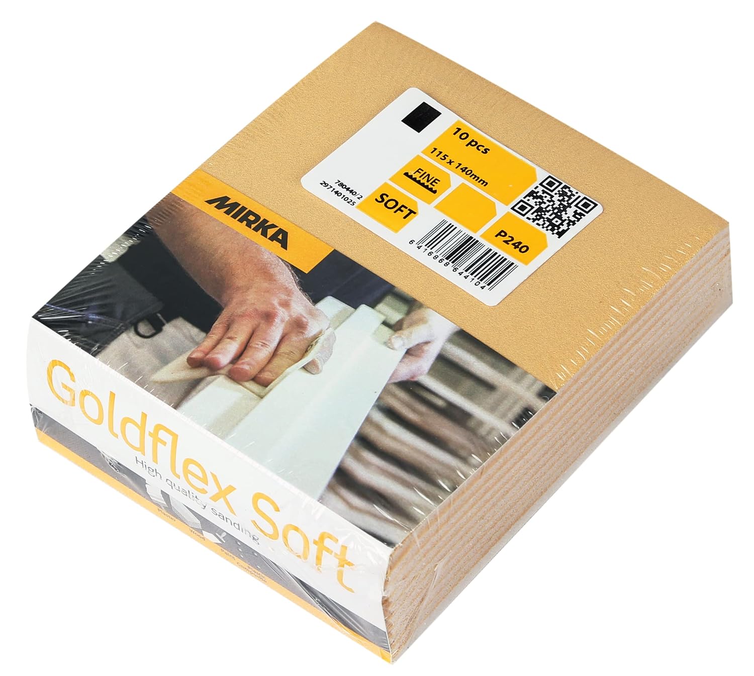 Mirka - Abrasive Sheets - Goldflex Soft Hand Sanding Sheets 4.5 x 5.5 inch | Hand Sanding Sheets with Fine Grit 240 for Smooth Finish Compatible with Wood and Various Surfaces Durable Flexible Abrasive