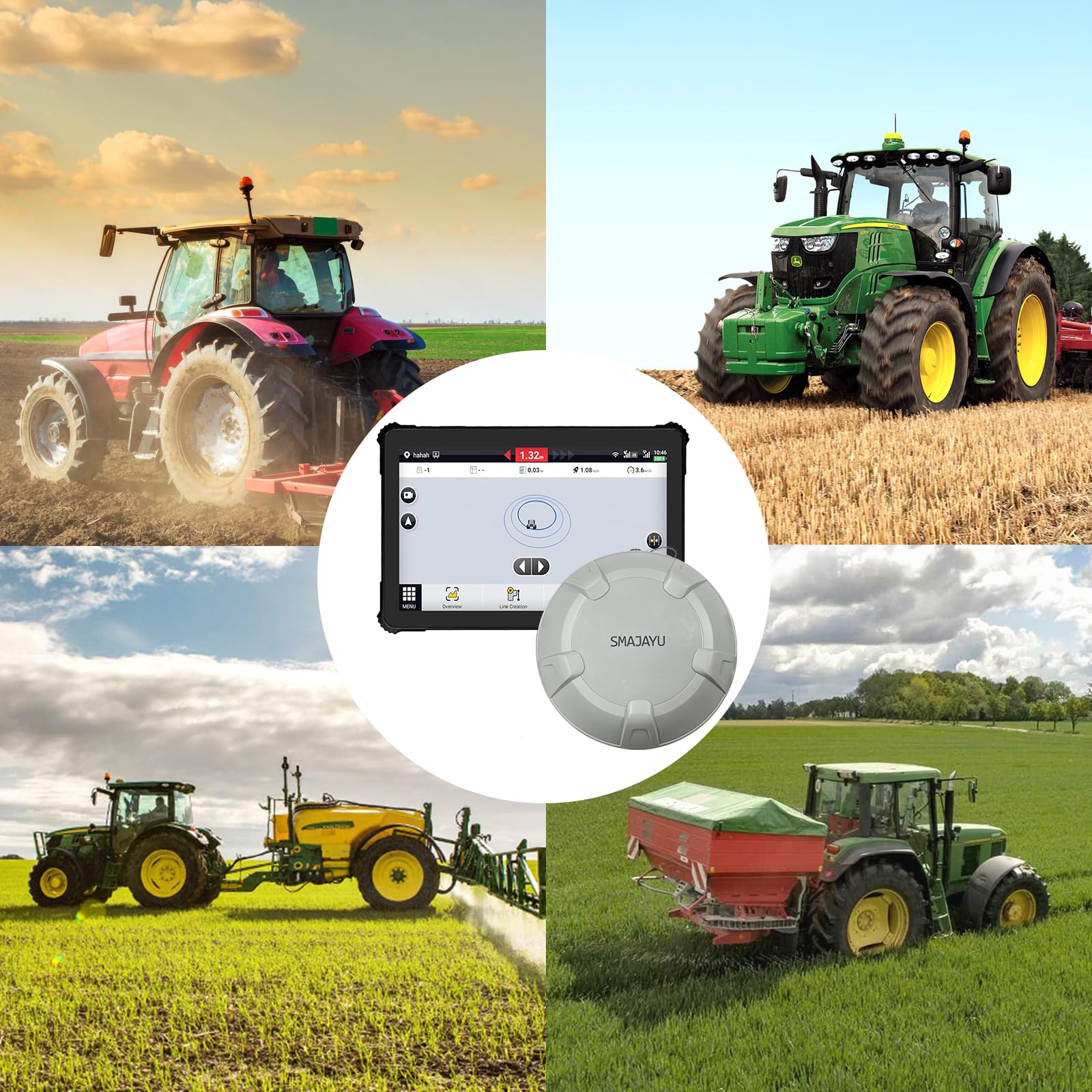 SMA10 Sistema di guida GPS per trattori per agricoltura, sistema di navigazione per agricoltura di precisione con PPP e SBAS, precisione di 10 cm con PPP, 2,5 cm con RTK, antenna GNSS anti-jamming