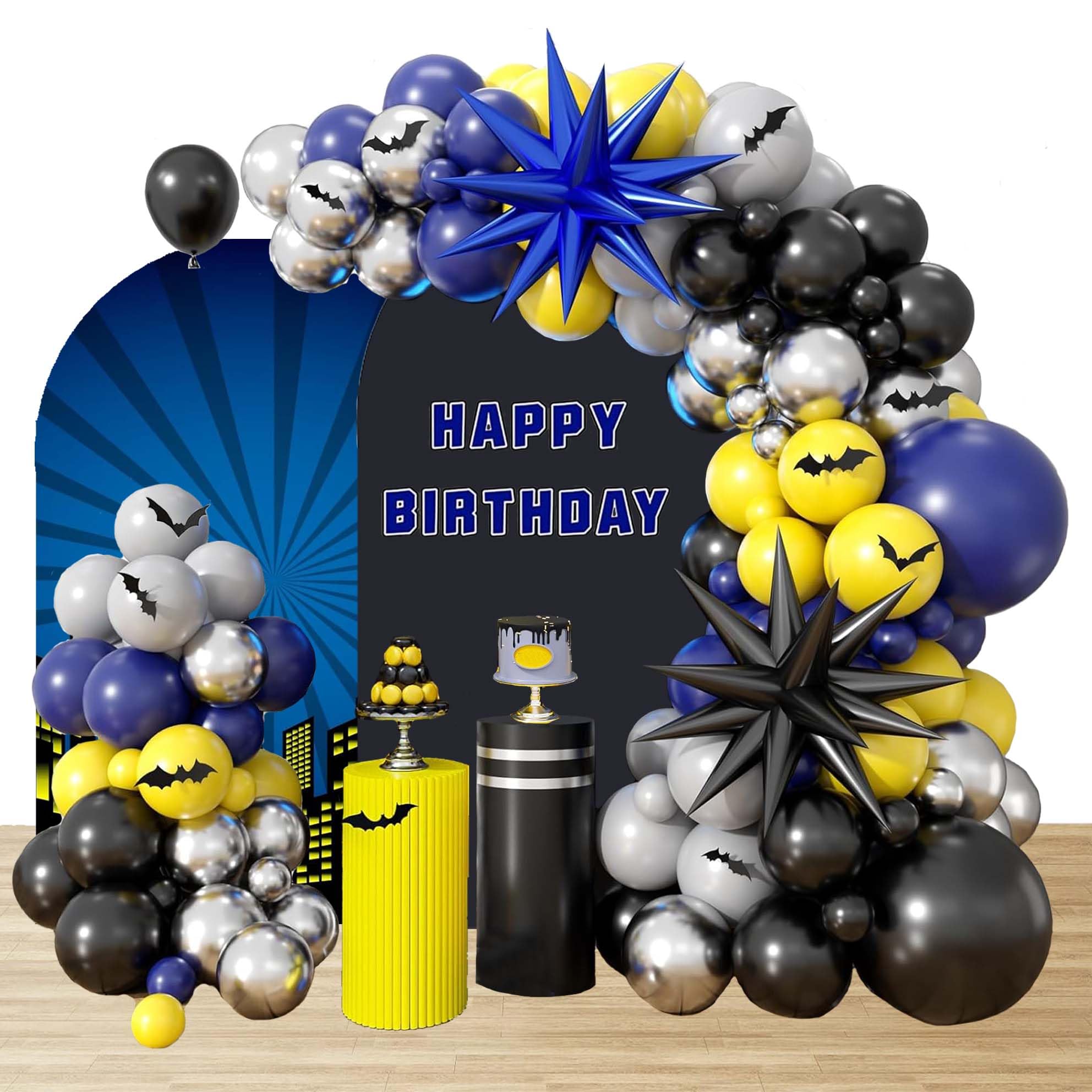 Birthday Balloon Arch Garland Kit Bat Latex Balloons Foil Balloons Party Decorations Super City Theme Party Supplies