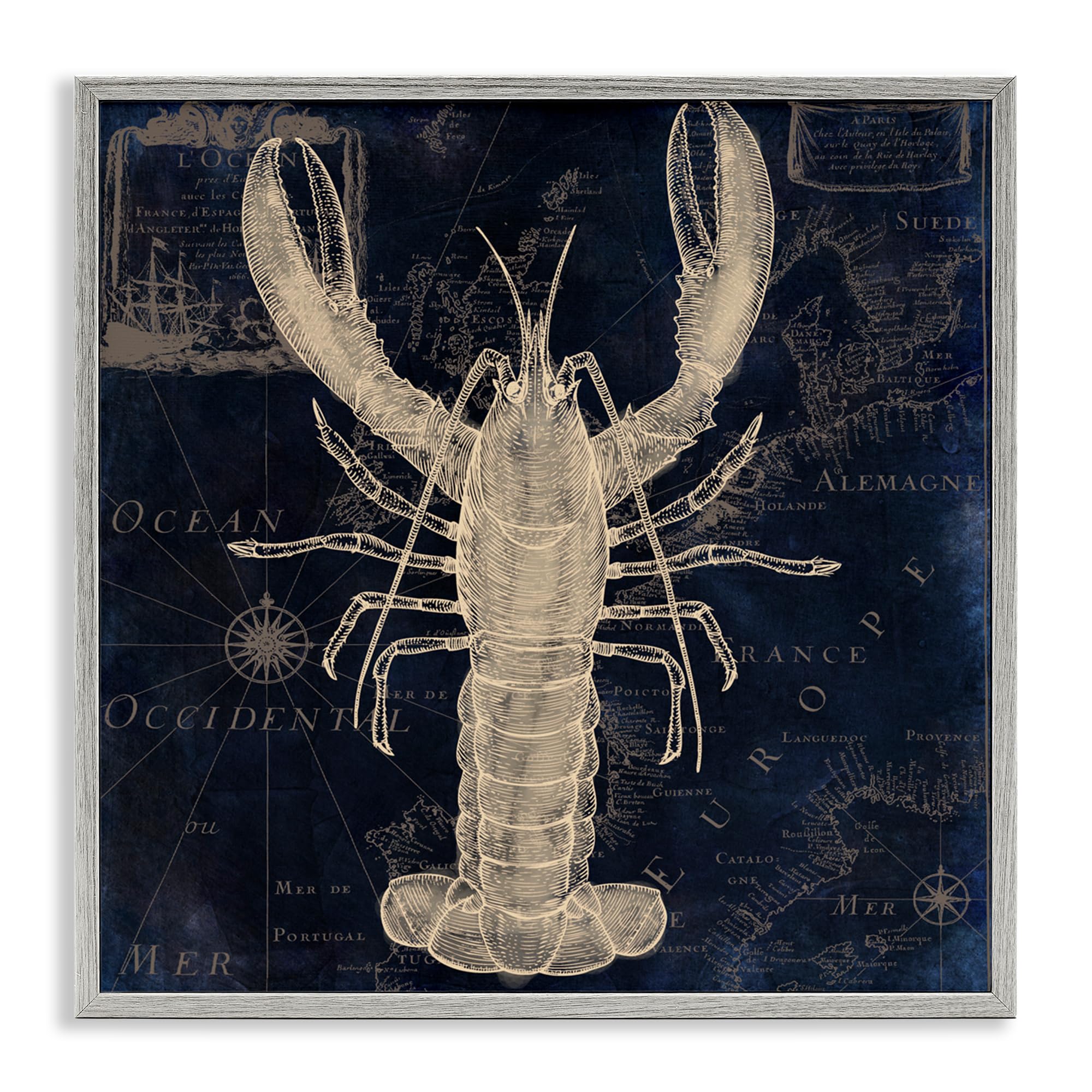 Cadre de homard gris Stupell Industries pour sublimer un grand mur vide 61cm