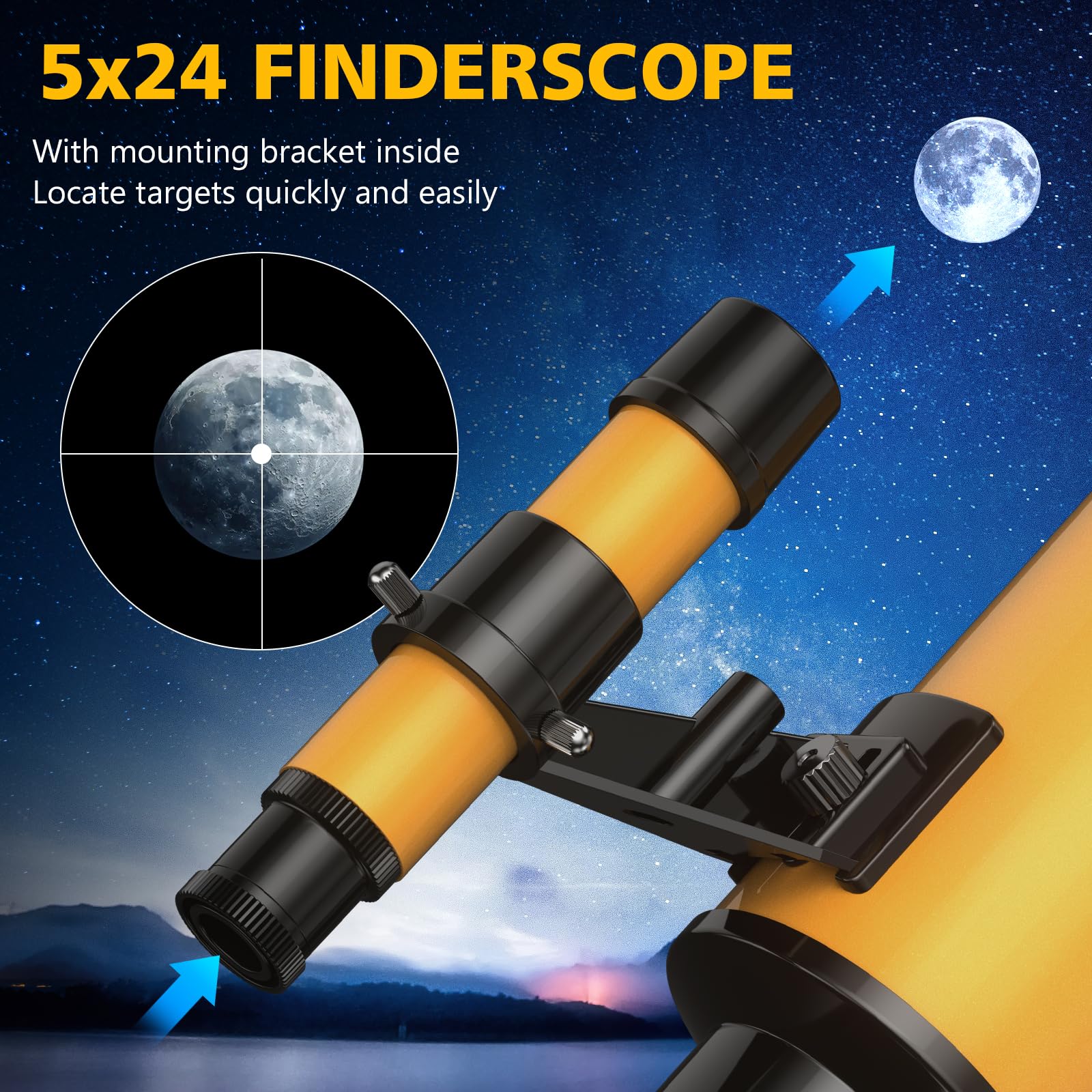 Télescope Astronomique 70/300mm, Lunette HD Astronomique Réfracteur avec Trépied Professionnel et Adaptateur de Téléphone, Télescope pour Enfants Débutants et Amateurs, Observer la Lune 15-150X