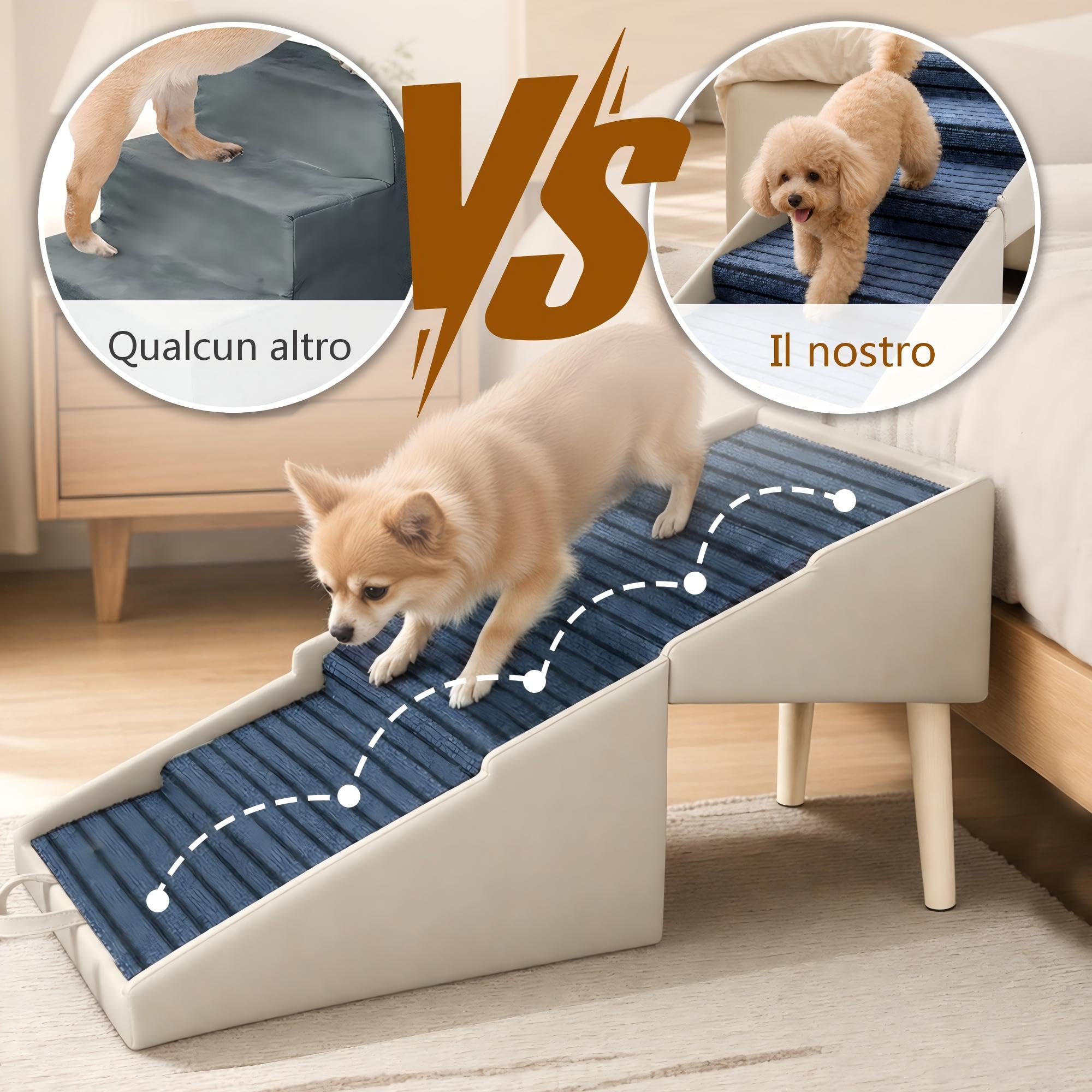 Scala E Rampe 2-In-1 Per Cani Pieghevole Utilizzabile Anche Come Sgabello