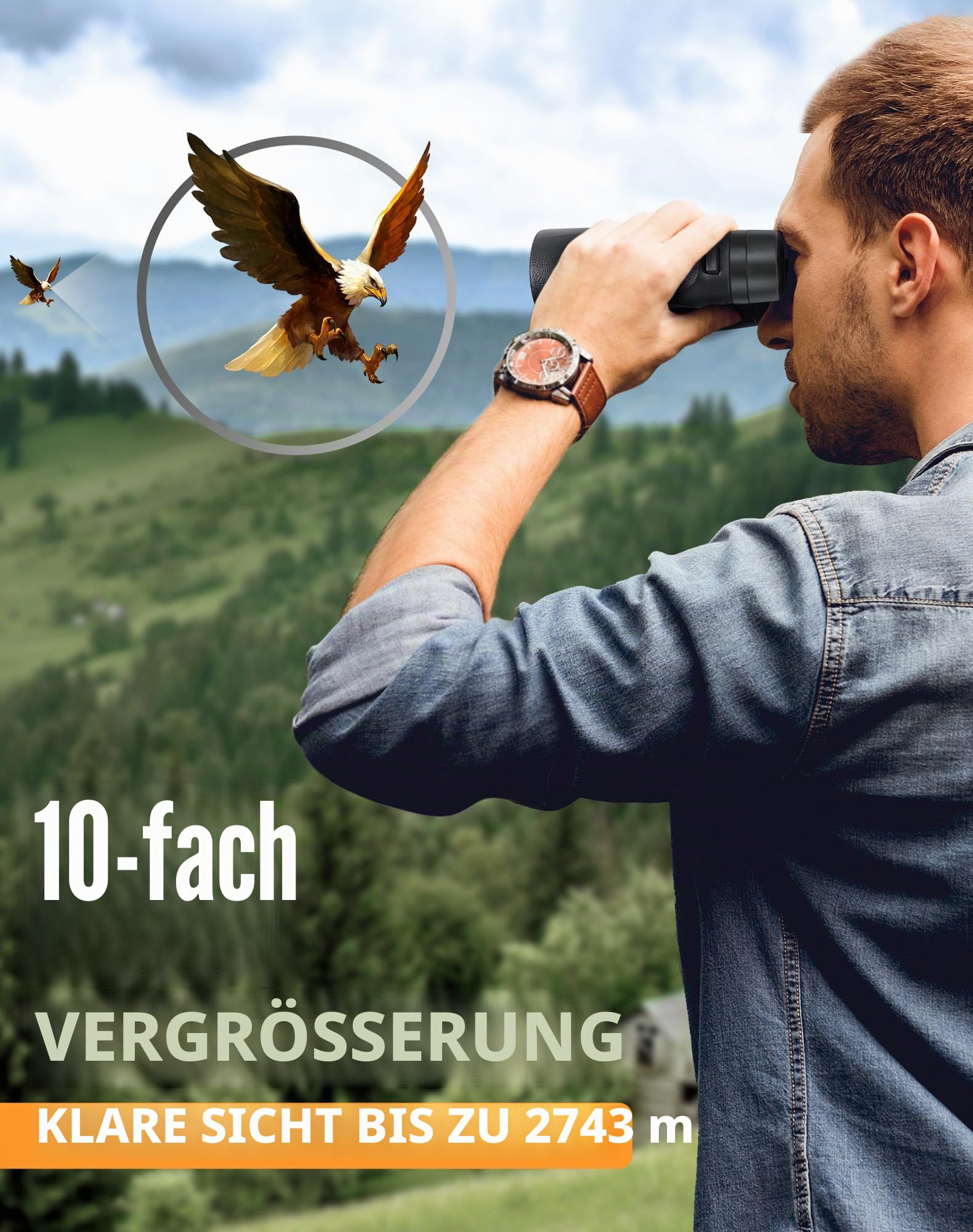 BEBANG Fernglas Erwachsene 10x42 Wasserdicht Ferngläser für Vogelbeobachtung, Jagd, Wandern, Sightseeing, Safari
