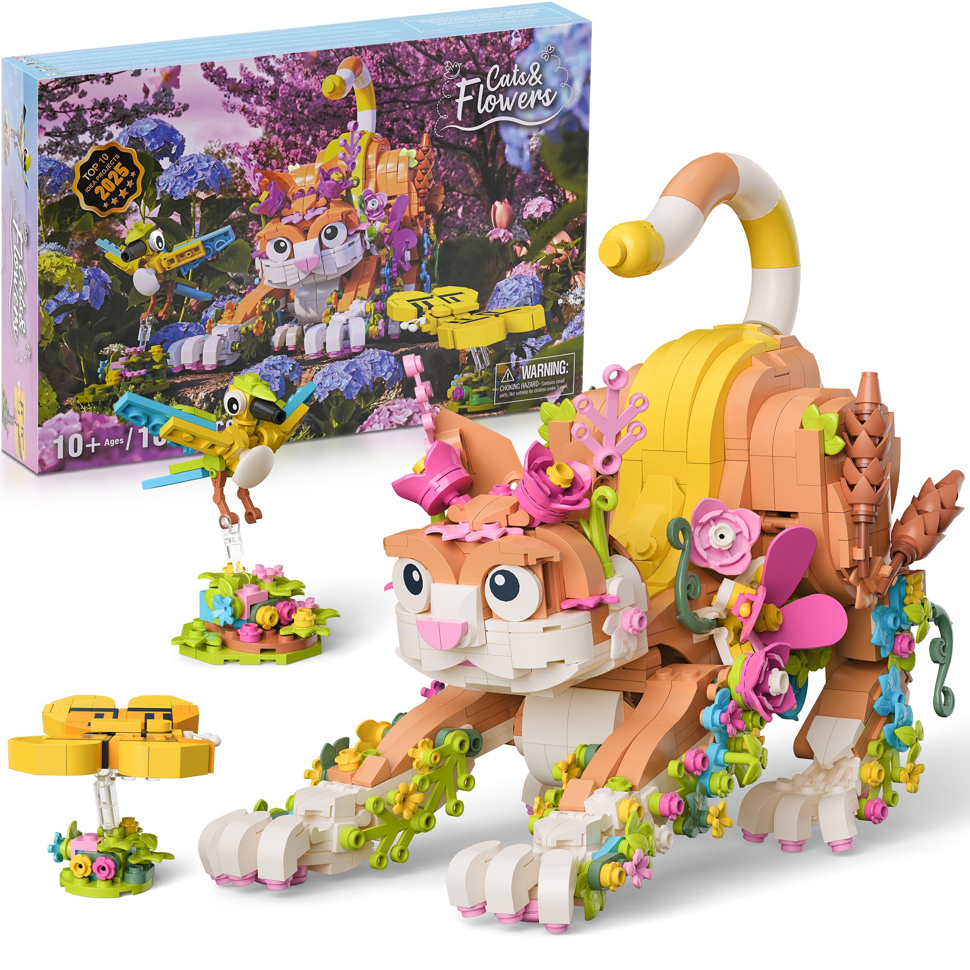 Amazon.com: JOJO&Peach Cat and Flower Building Toy Set for Girls