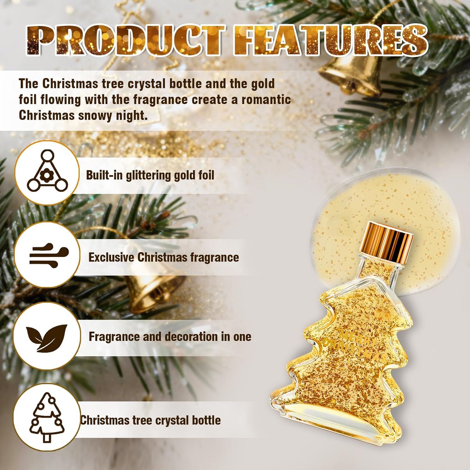 JAOJAO Reed Diffusers, Reed Diffuser Set Gardenia Scent with Gold foil for Bedroom Living Room Bathroom Office Home Long-Lasting Fragrance Aromatherapy Oil for Gift, 100ml - Image 2