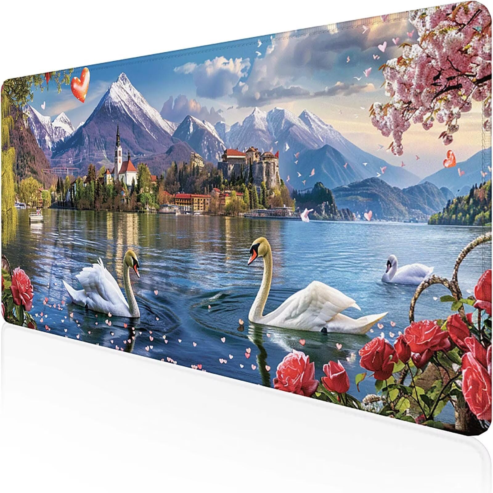See Gamingowa podkładka pod mysz, 1500 x 800 mm, niebieska podkładka na biurko, ze zszytymi krawędziami, wodoodporna, antypoślizgowa, gumowa podkładka, na PC, akcesoria biurowe, akcesoria gamingowe,