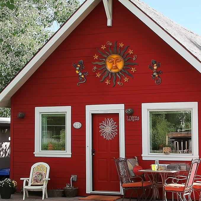 Arte de pared de sol de metal de 61 cm para decoración exterior miniatura 5