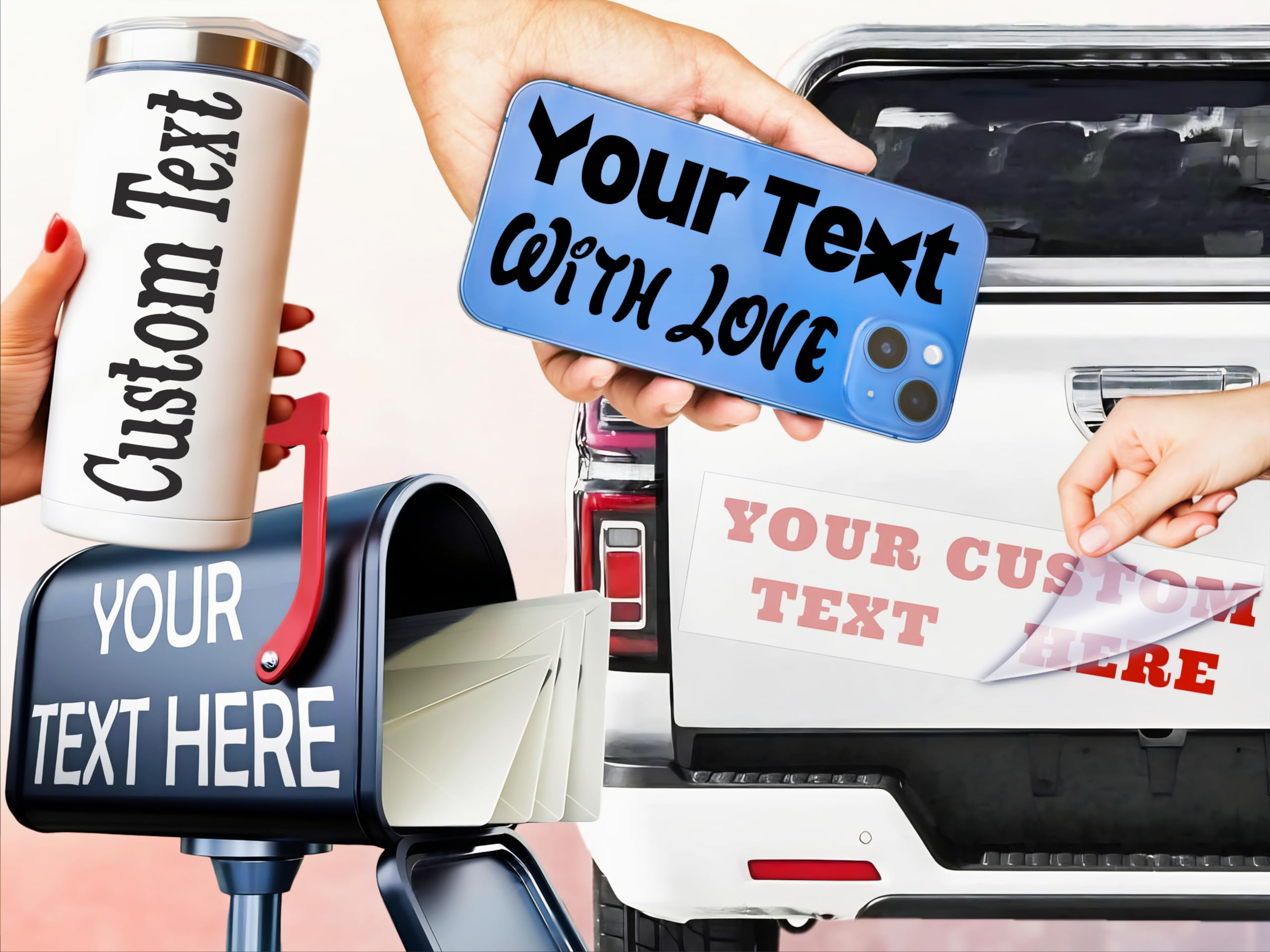 Your Custom Sticker ║ (50 Colors + Unlimited Fonts + 55 Sizes) ║ Make Your Own Decal & Sticker ║ Personalized Text Waterproof and Easy to Apply on Car