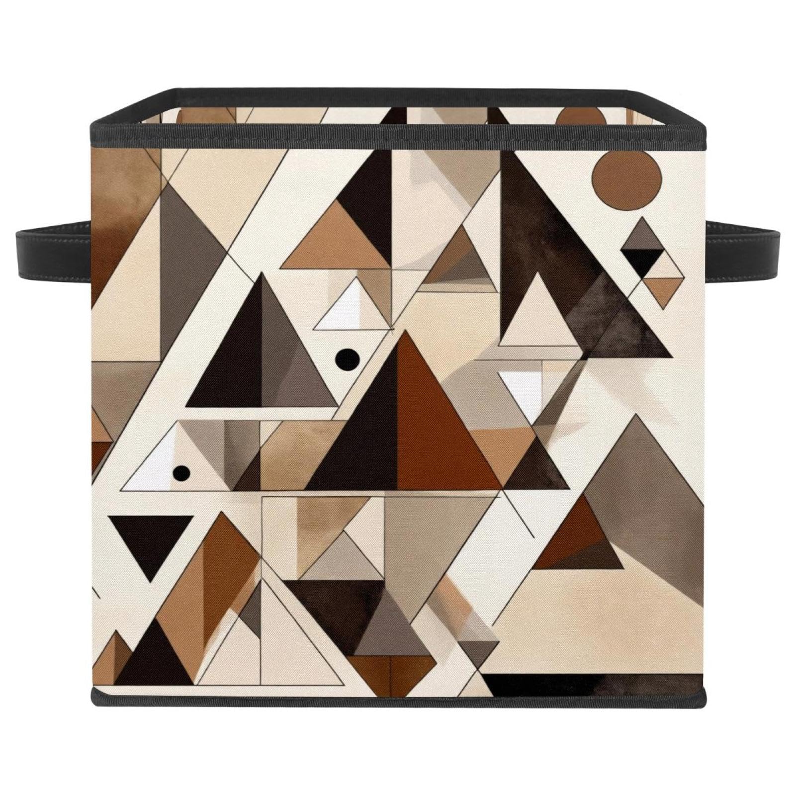 Panier de rangement géométrique marron pour vêtements et jouets