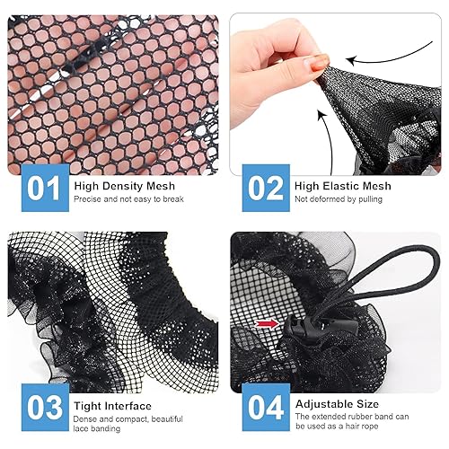 Miniatura 4 de KESAPLAN Juego de 6 redes para el cabello, reutilizables, de malla elástica, para bailarina, bailarina, empleado bancario, enfermera, fijación de