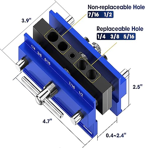 Miniatura 5 de TRAVEANT Kit de plantilla de clavija autocentrante, juego de bujes guía de taladro, herramientas de trabajo de madera, taladro y accesorios, guía de