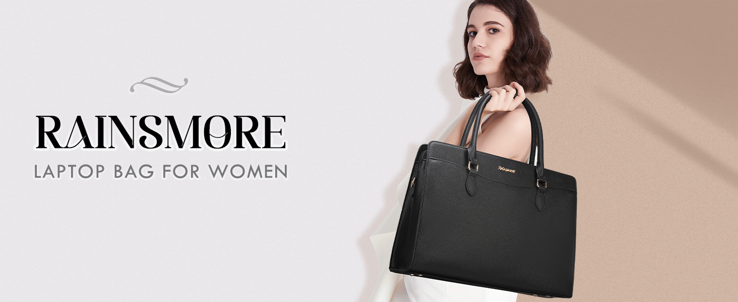 RAINSMORE Women's Large Capacity Laptop Bag 15.6 Inches PU Leather School Bag Lycee Waterproof