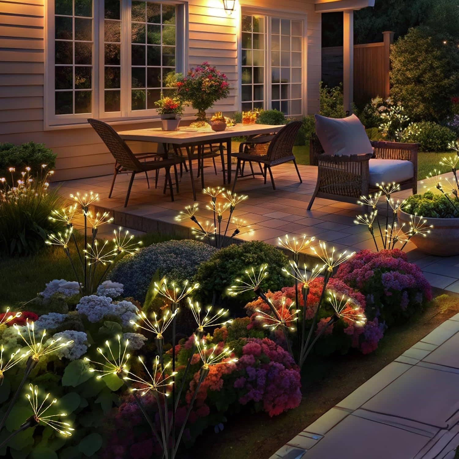 Redefun Lampe Solaire Exterieur Jardin 2 Pièces 160 LED Feu d'artifice Solaire, 8 Modes Éclairage Extérieur Luciole Solaire, Étanche Lumière Solaires pour Jardin Pelouse Terrasse Noël Décoration
