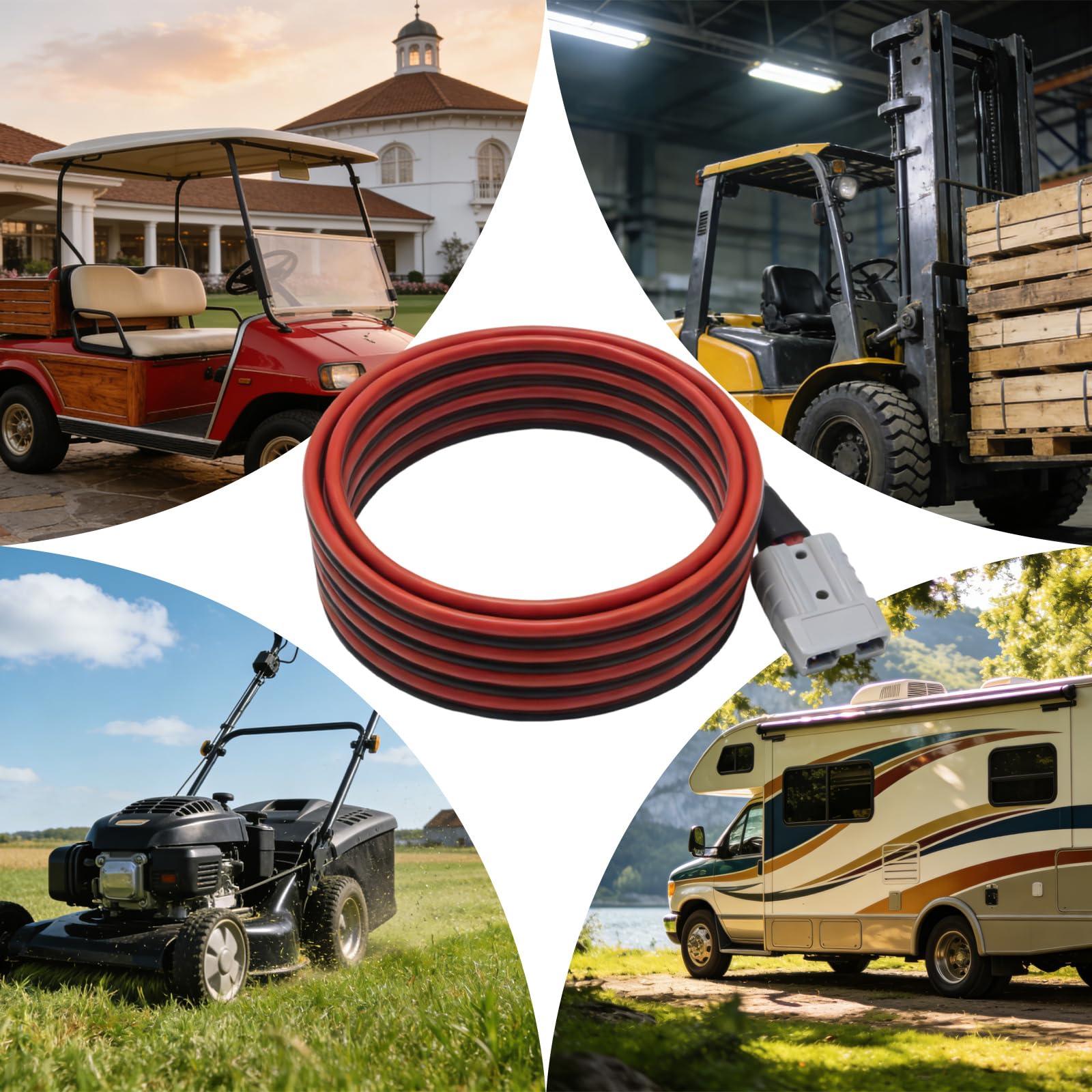 Hoypeyfiy Anderson Stecker Set mit 3m 10AWG Kabel, 50A Schnellverbinder für Lithium Batterie, Solar, Audio, Extra Reichweite für Ihre Anwendung (3 m)