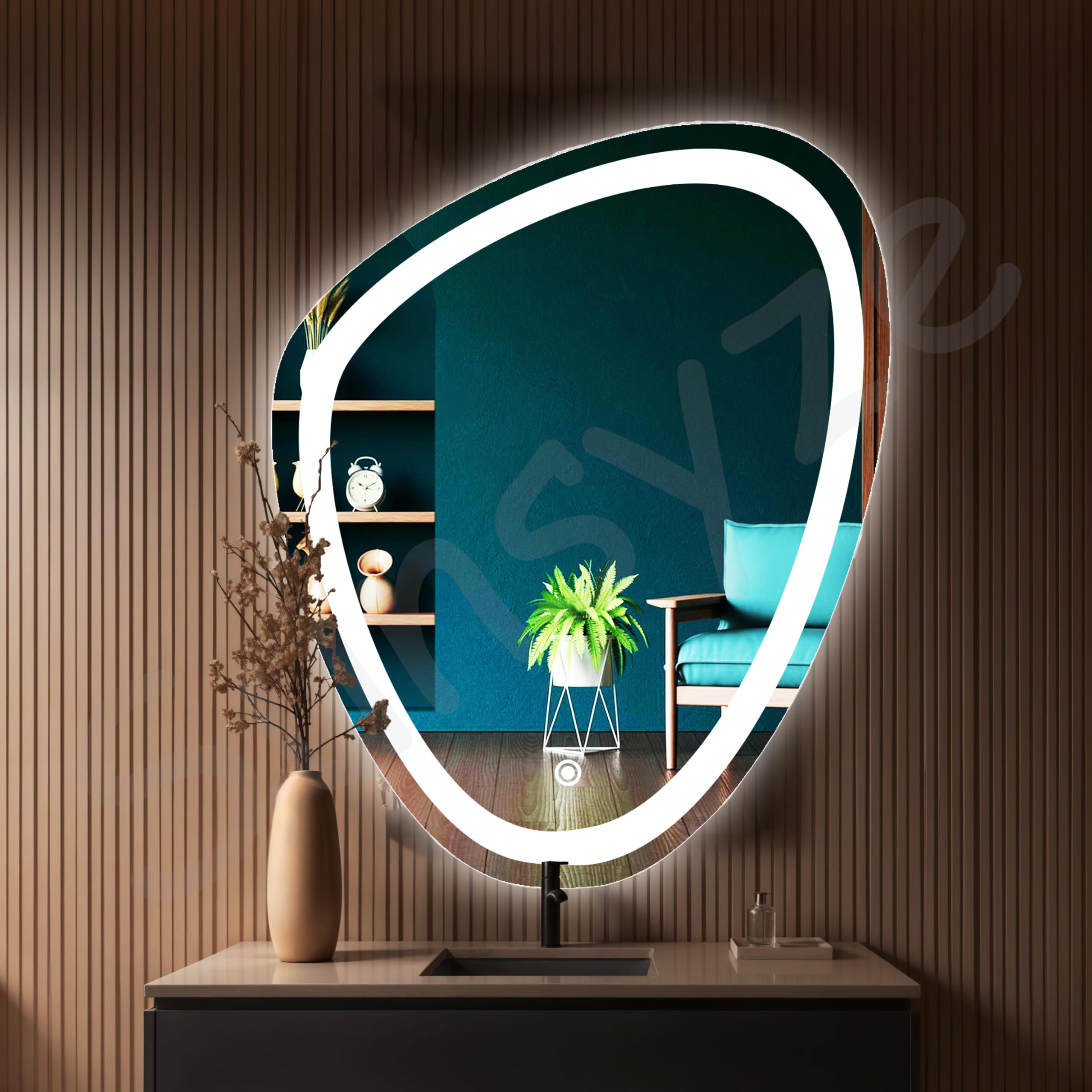 Sunsyze� Led Light Glass Mirror for Wall, Bathroom, Bedroom, Living Room, Makeup Room, 3 in 1 Color Light Wall Mirror (24x30 Inch), Warm, White & Natural-image-44