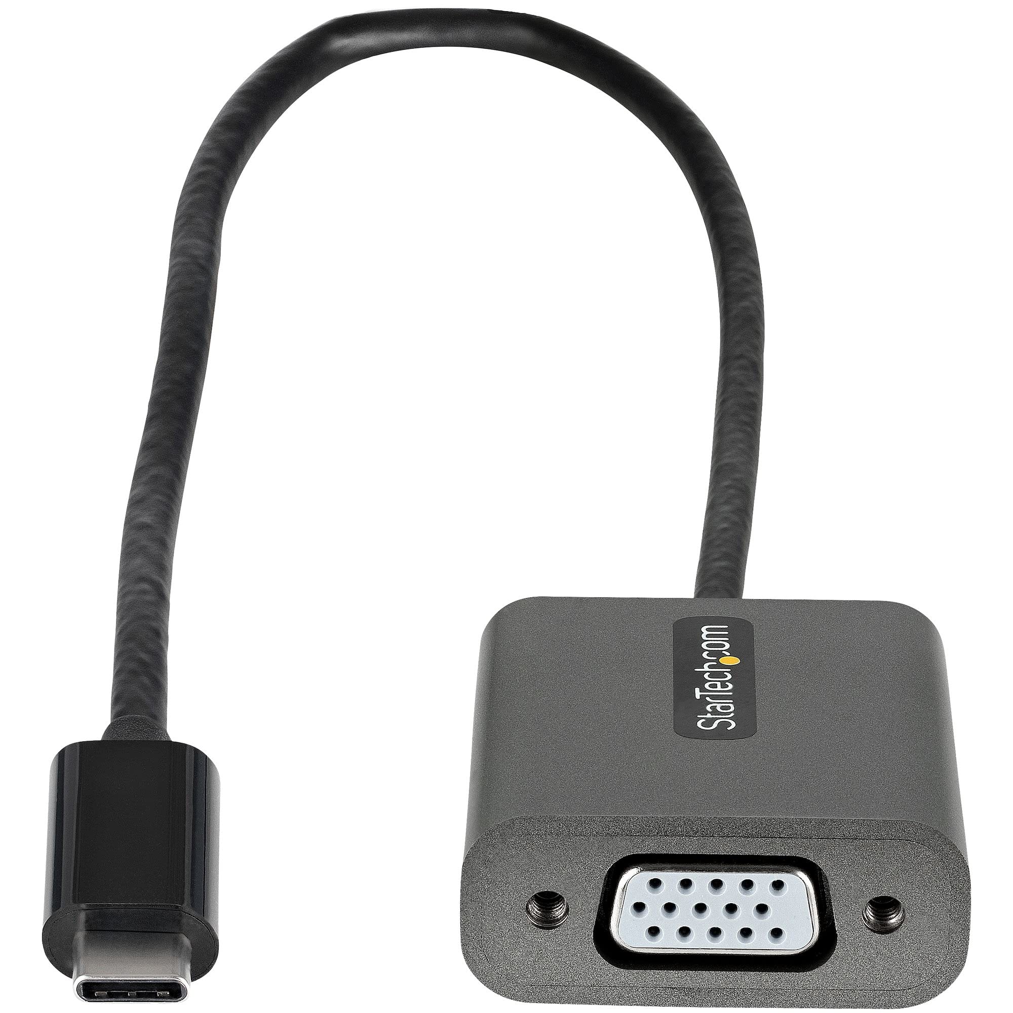 StarTech.com Adaptateur USB C vers VGA - Dongle USB-C 1080p vers VGA - Convertisseur USB-C (DP Alt Mode) vers Écrans/Affichages VGA - Comp. Thunderbolt 3 - Câble Intégré 30cm (CDP2VGAEC)