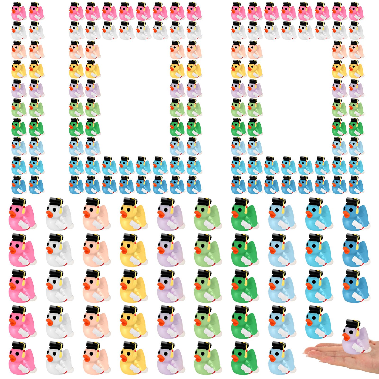 Photo 1 of 100 Pcs Mini Graduation Resin Ducks, Graduation Resin Ducks with Graduation Tassel Cap and Holding Certificate, Yellow Tiny Grad Duck Bulk Novelty Graduation Gift & Keepsake (10 Colors)