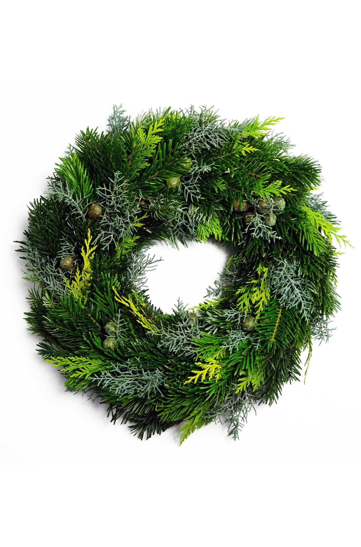 Adventskranz echt - Tannenkranz - Mixtellerkranz Nordmann-Konifere natürlicher Adventskranz - einseitig gebunden - Weihnachten (Durchmesser 40 cm)