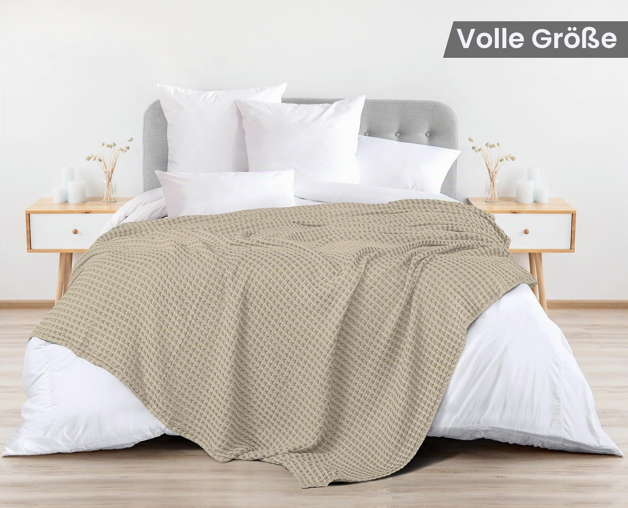 Utopia Bedding Baumwoll WaffeldeckeSM (Khaki - 228 x 213 cm) – Bild 3