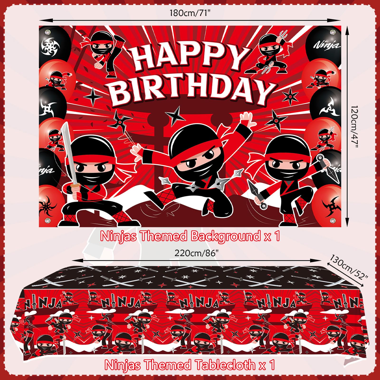 Ninja-Geburtstagsdeko-Set: Alles Für Deine Karate-Party – Banner, Tischdecke, Geschirr & Luftballons Für 20 Personen