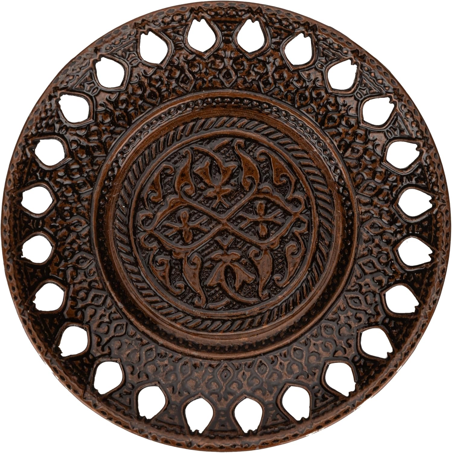 Alisveristime Ottoman Turkish Greek Arabic Espresso Coffee Cups with Saucer and Lid (Set of 2) (Hilal) (Copper)