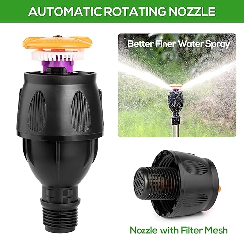 Miniatura 5 de Aspersor de trípode giratorio, aspersores para césped, jardín, patio, cobertura automática de doble cara de 360 grados, rociador de agua telescópico