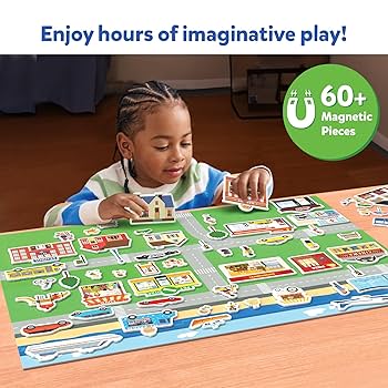 Skillmatics Creative Toy Magnetopia - Design Your City, Interactive Pretend Play Set For Kids, Toddlers, 60+ Magnetic Pieces, Preschool Learning Game, Gifts For Boys & Girls Ages 3, 4, 5, 6, 7