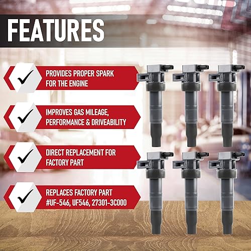 Vista 63 de Juego de 4 bobinas de encendido de repuesto, compatibles con Toyota, Lexus, Scion, 1.8L L4 Corolla, Matrix, Prius, V, Plug-In, Vibe, xD, CT200h