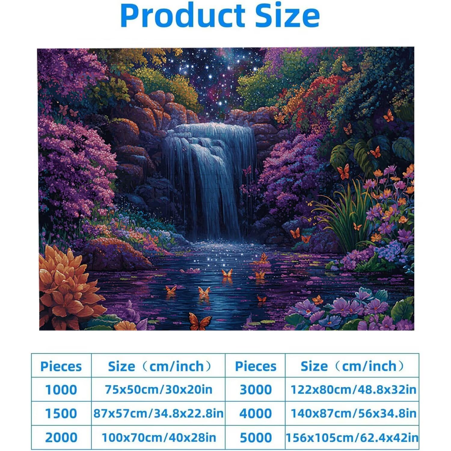 Puzzle 2000 elementów dla dorosłych puzzle dla dorosłych 2000 elementów puzzle wymagające i drażniące mózgi edukacja gra dla całych prezentów dla mężczyzn, motyw puzzli: (wodospad motyla) h-355