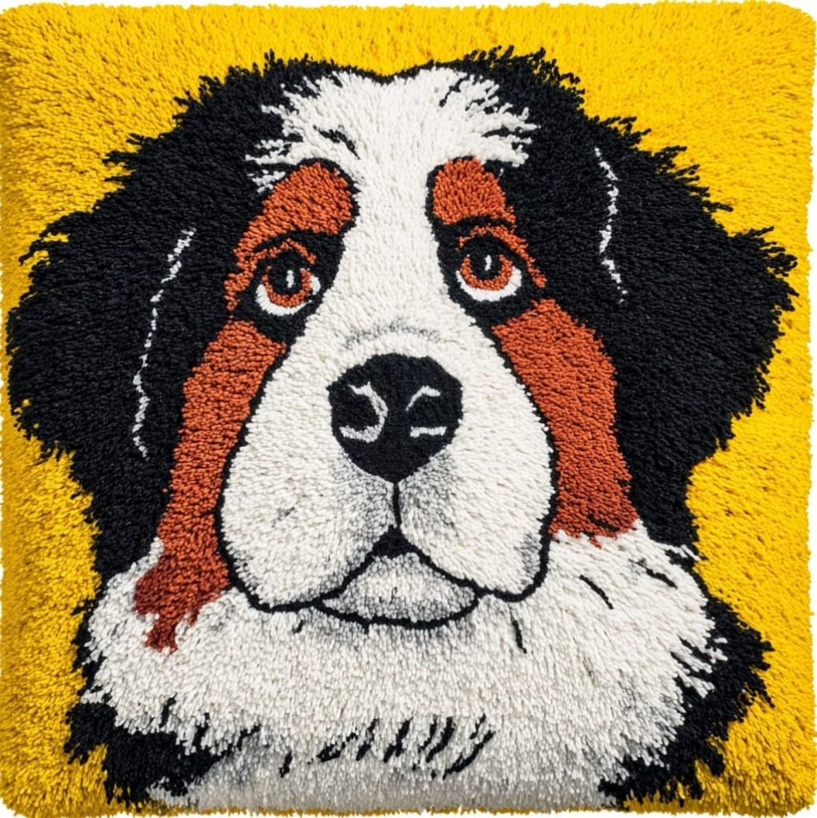Axiangzik Latch Hook Pillow Kit 17X17in,Bernese Mountain Dog Diy Embroidery Cushion For Adults Beginners With Latch Hook Tool For Home Sofa Bedroom Decor
