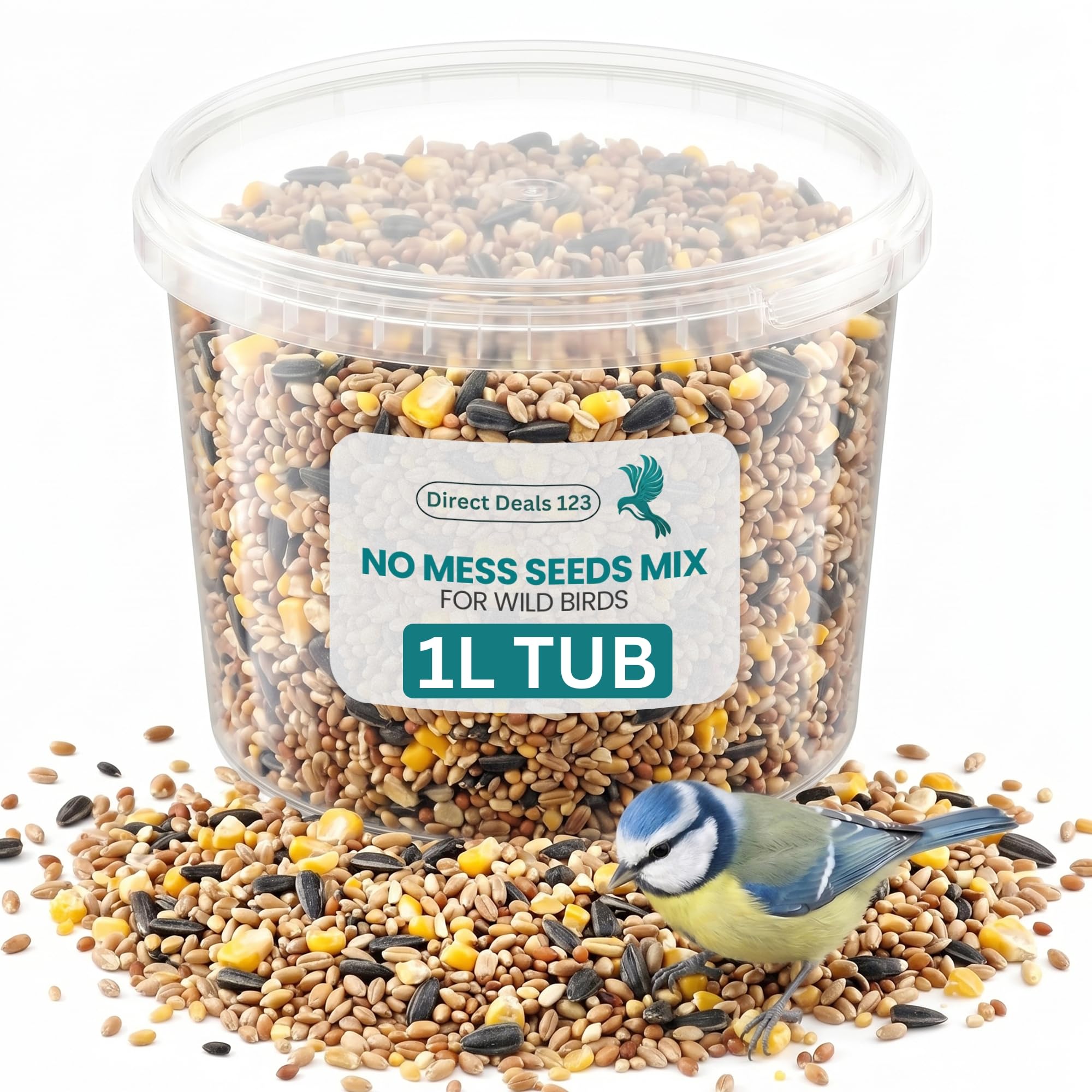 (1L TUB) Premium Mix Seed Wild Bird Food, Seed Food for All Species, Natural High Energy Feed, Mix Bird Food for All Birds — image 1