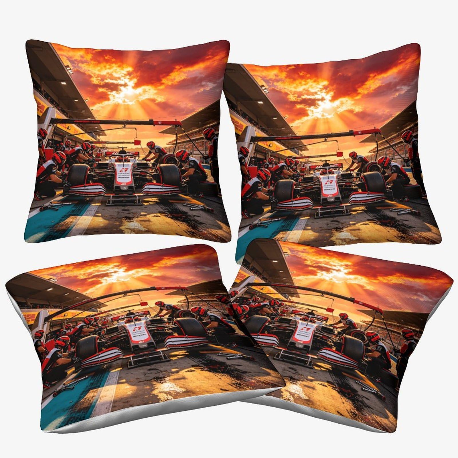 Xiaopangxy Formulaa Racing-16 Cushion Cover 50X50cm, 4 Pcs Formulaa Racing, Microfiber Pillow Cover Decorative Pit Stop Throw Pillows Farmhouse Decor For Home Cushion Case