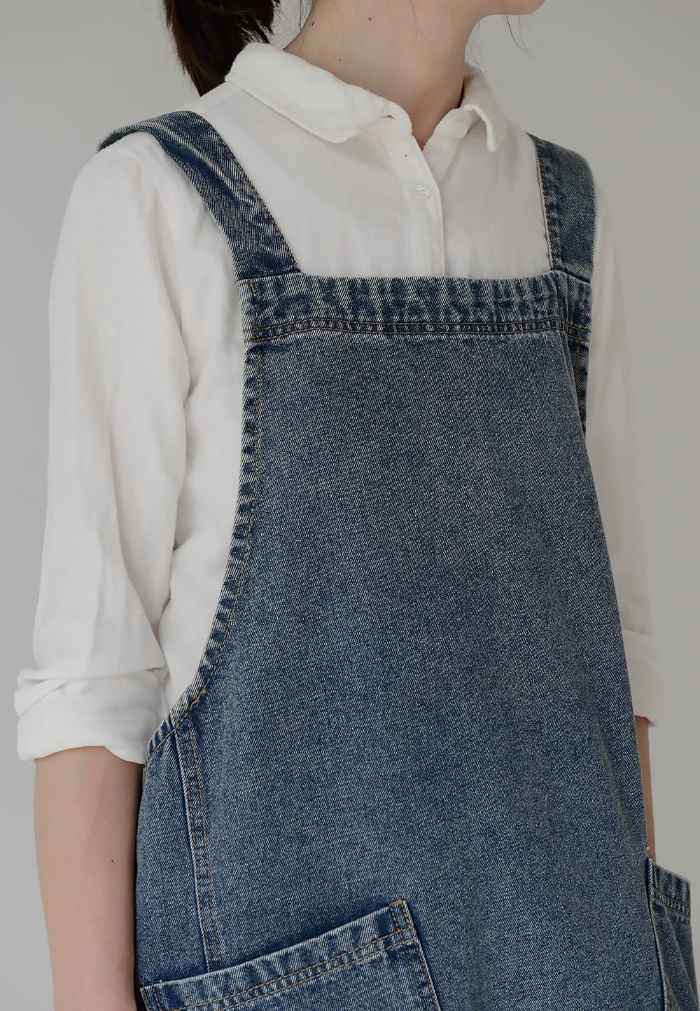 Delantal de mezclilla de algodón suave, delantal unisex ajustable con 5 bolsillos, perfecto para cocinas