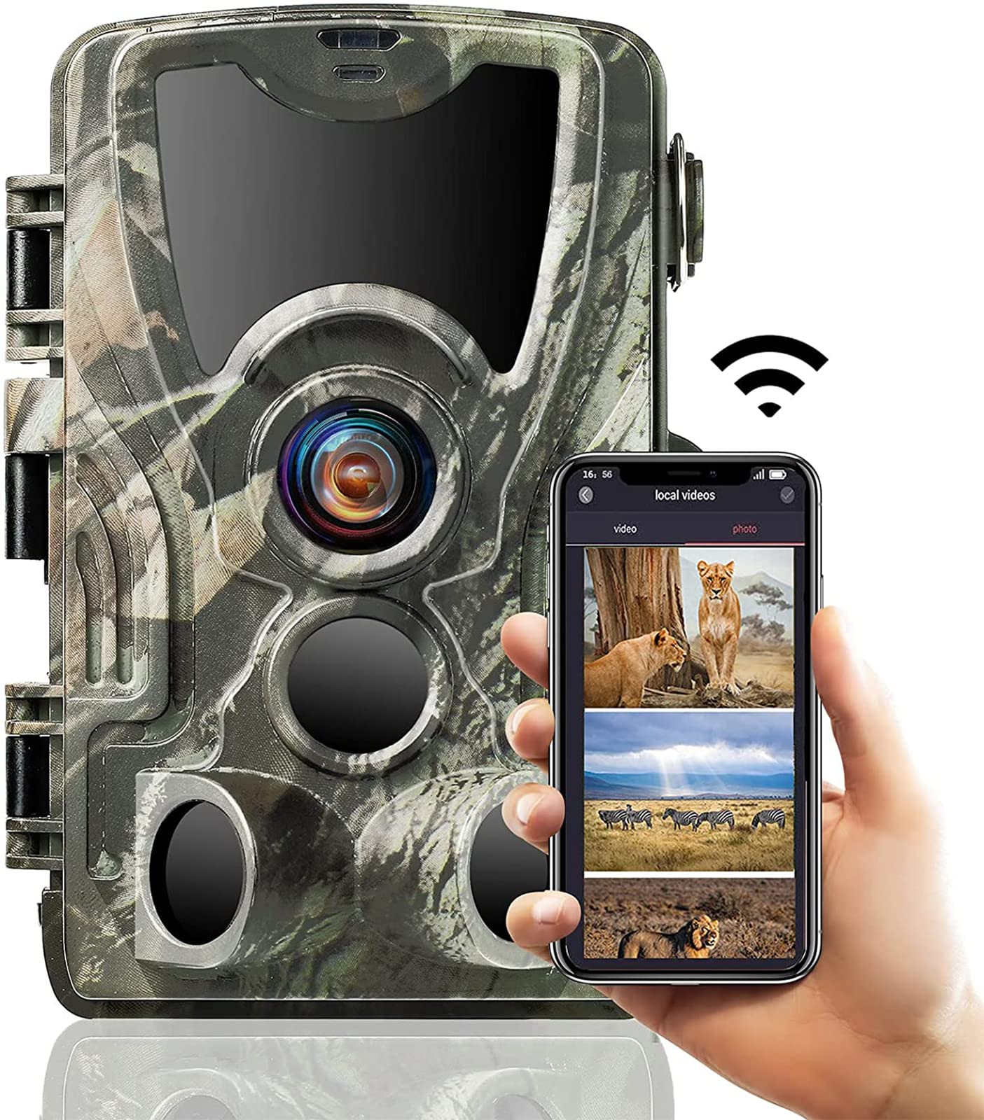 WiFi Bluetooth Wildcamera 24mp 1080p Video Hunting Camera with 120 ° Monitoring Angle Motion Detection At Night With Infrared Recording, IP66 Waterproof Outdoor Camera