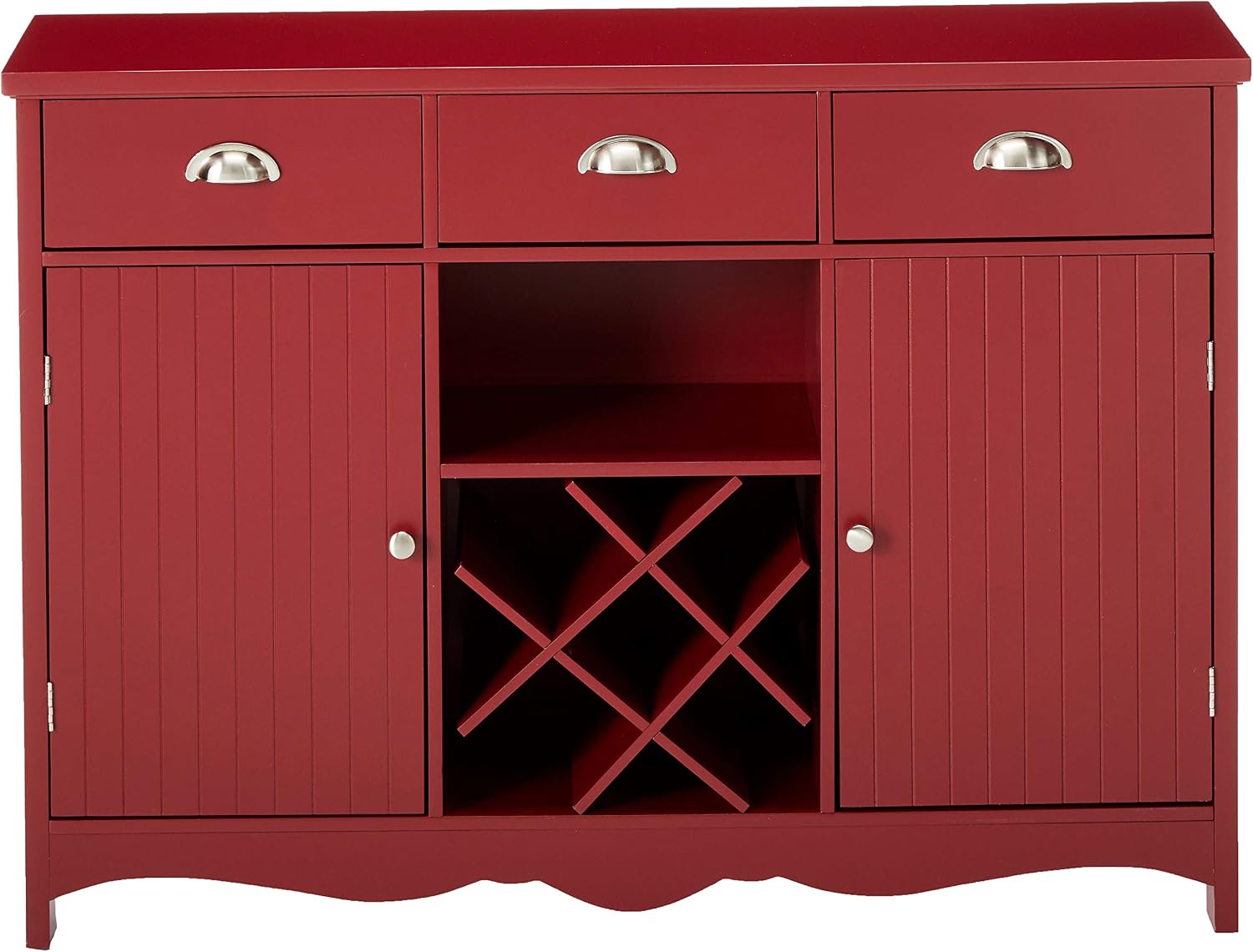 Kings Brand Furniture Buffet Server Console Table With Wine Storage, Red Finish