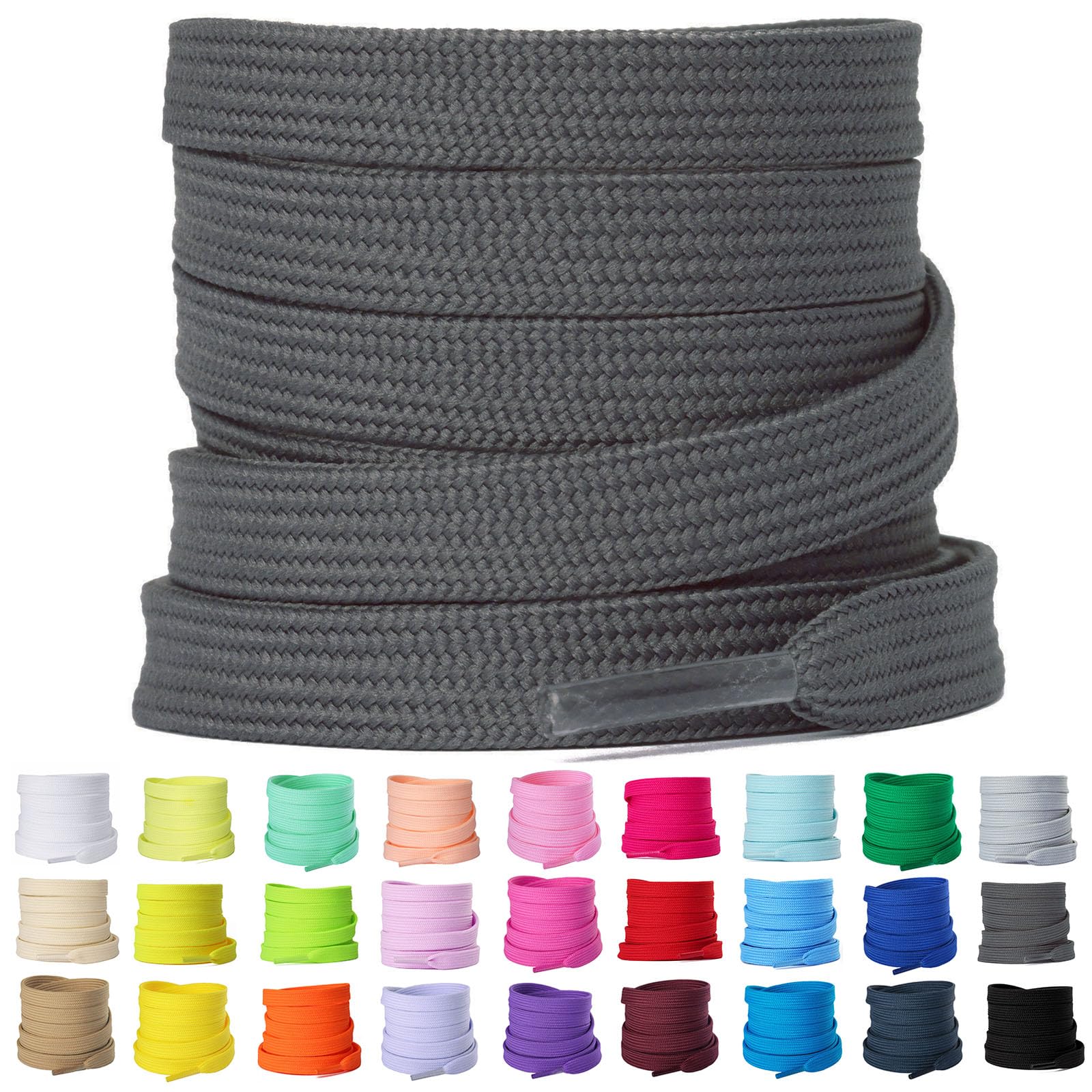 Olukssck 2 Pairs Flat Shoe Laces for Sneakers, 5/16'' Athletic Shoelaces