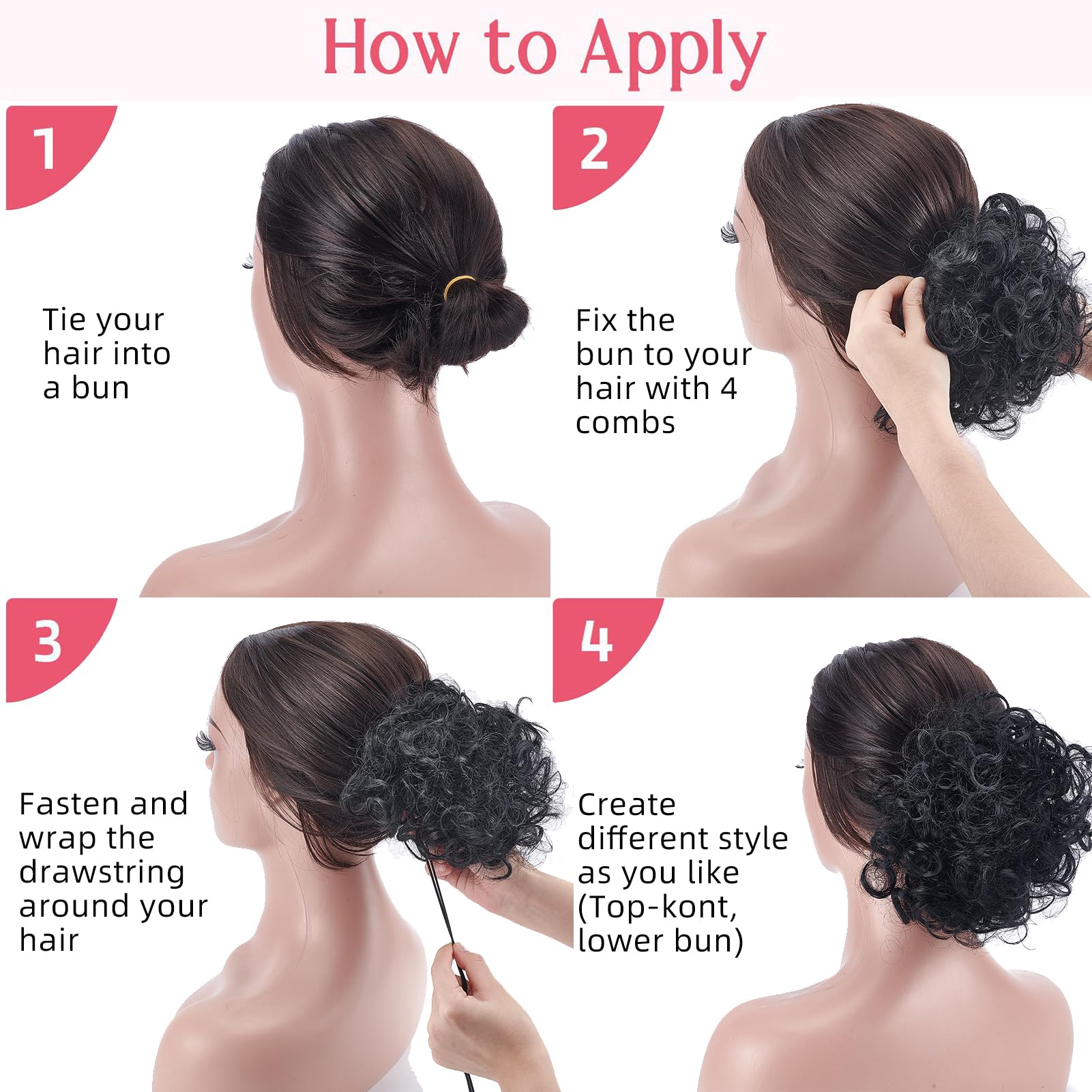NICENEEDED Messy Bun Hair Piece for Women Elastic Drawstring Loose Wave Curly Hair Buns Hair Piece - Image 3