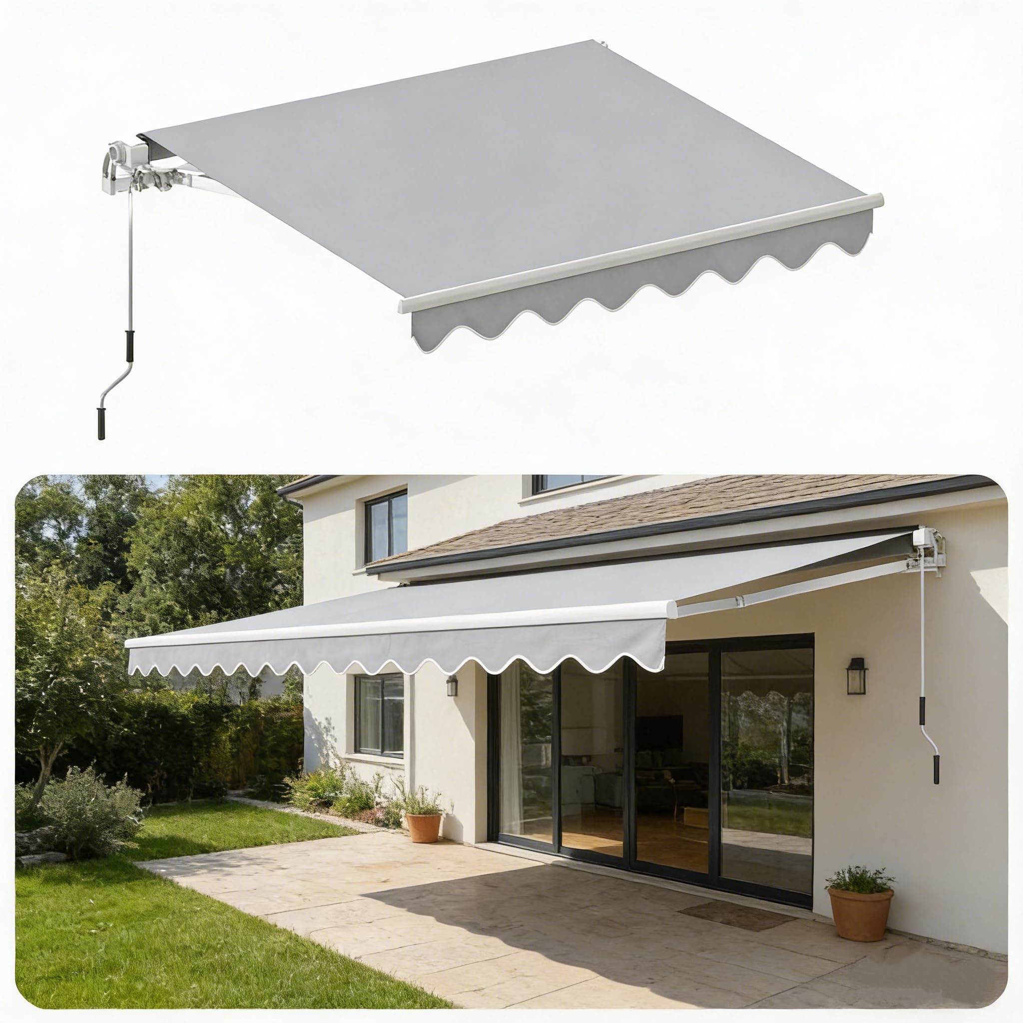 Store banne manuel 250x200cm pour bloquer la chaleur et les UV sur le balcon