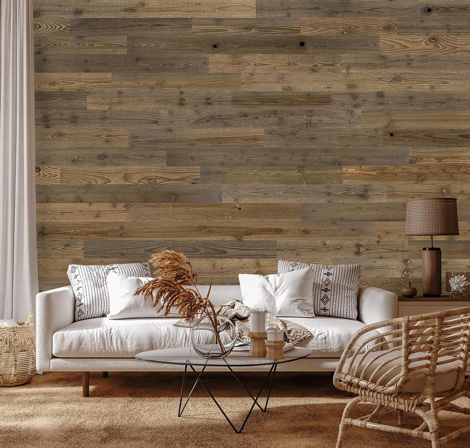 TIMBERCHiC 100% Real Textured Barnwood Planks for Walls - Peel-and-Stick Wall Panels for Interior Wall Decor - DIY Accent Wall Panels (4" Wide - 10 Sq. Ft, Barnboard)