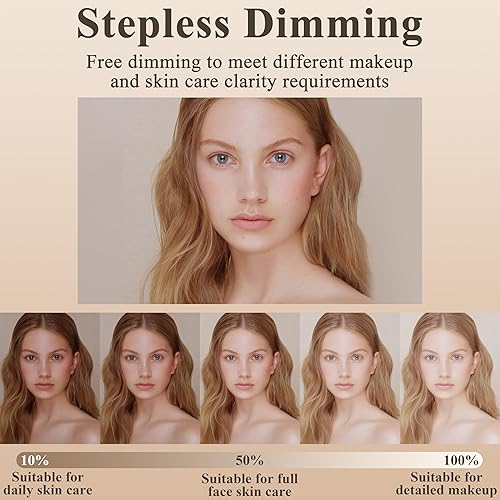 Miniatura 6 de Vierose Espejo de tocador grande de 18 pulgadas con luces, espejo de maquillaje LED redondo, espejo de mesa para vestidor y dormitorio, control