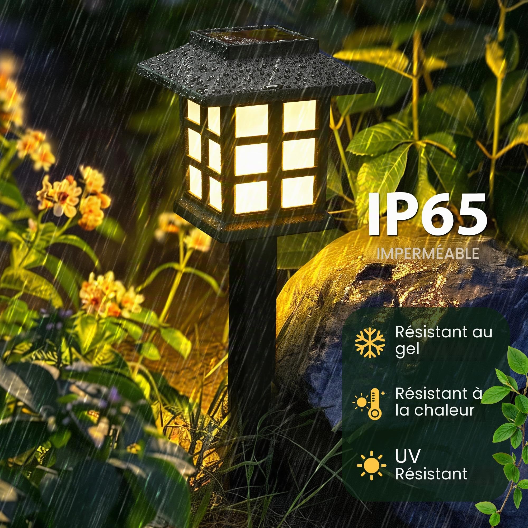 GIGALUMI Lumières solaires d'extérieur, 12 packs de lumières solaires LED d'extérieur, étanches, pour le jardin, le paysage, le chemin, la cour, le patio, l'allée (blanc chaud)