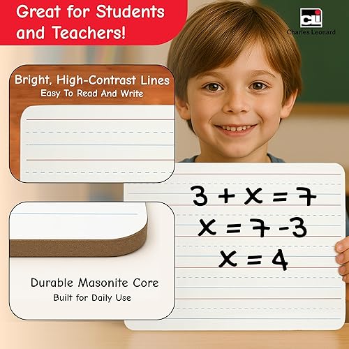 Miniatura 4 de Charles Leonard 35115 - Pizarra de borrado en seco para aula, suministros escolares de mini lapboard, juego de 12 pizarras blancas borrables en seco