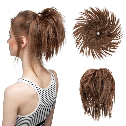 Miniatura 1 de CJL HAIR Tousled Updo - Extensiones de cabello sintético sintético para mujeres y niñas (marrón claro)