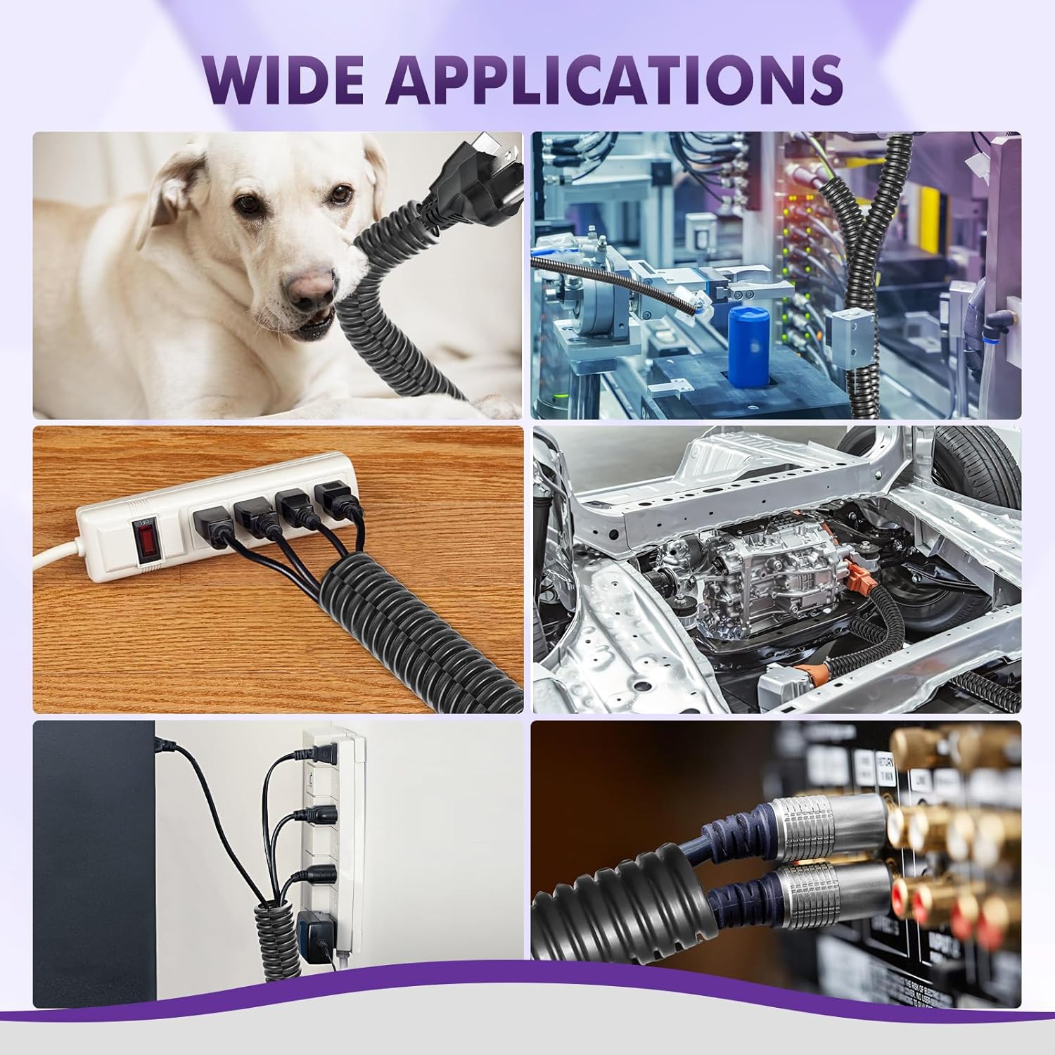 Automotive Wire Loom Flame Retardant Split Wire Loom Tubing Assortment Wiring Loom Kit Plastic Cover Electrical Covering Conduit Protective Wire Wrap Cable Sleeves Black 1/4", 1/2", 3/8", 3/4"x 30 Ft