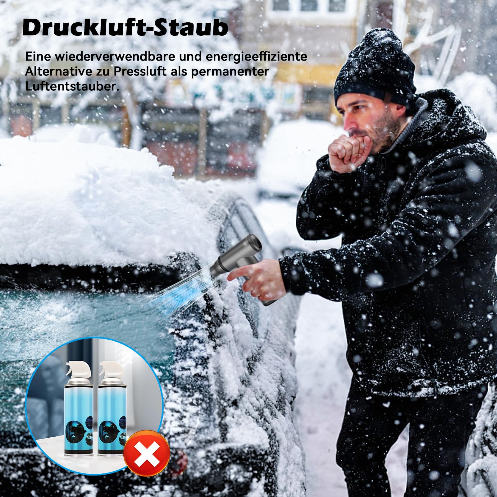 KUKIHO Eektrische Staubgebläse, 110.000 U/min Handgehaltenes Druckluftspray, All-in-One-Funktion zum Blasen und Pumpen, PC Reinigungsset,Thermo schneefräse Gebläse Akku Druckluft Kompressor