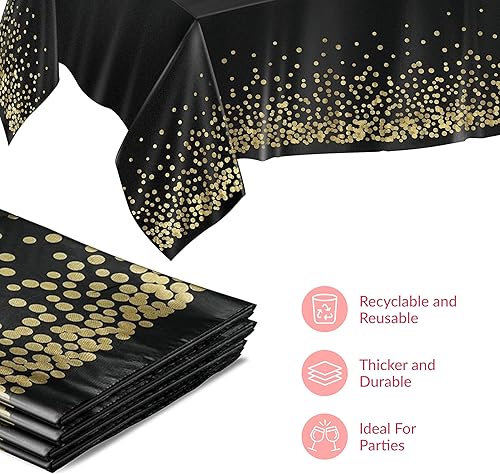 Vista 29 de Prestee Mantel de plástico desechable con 24 manteles de plástico rectangulares de 108 x 54 pulgadas, mantel de plástico para fiestas, barbacoas
