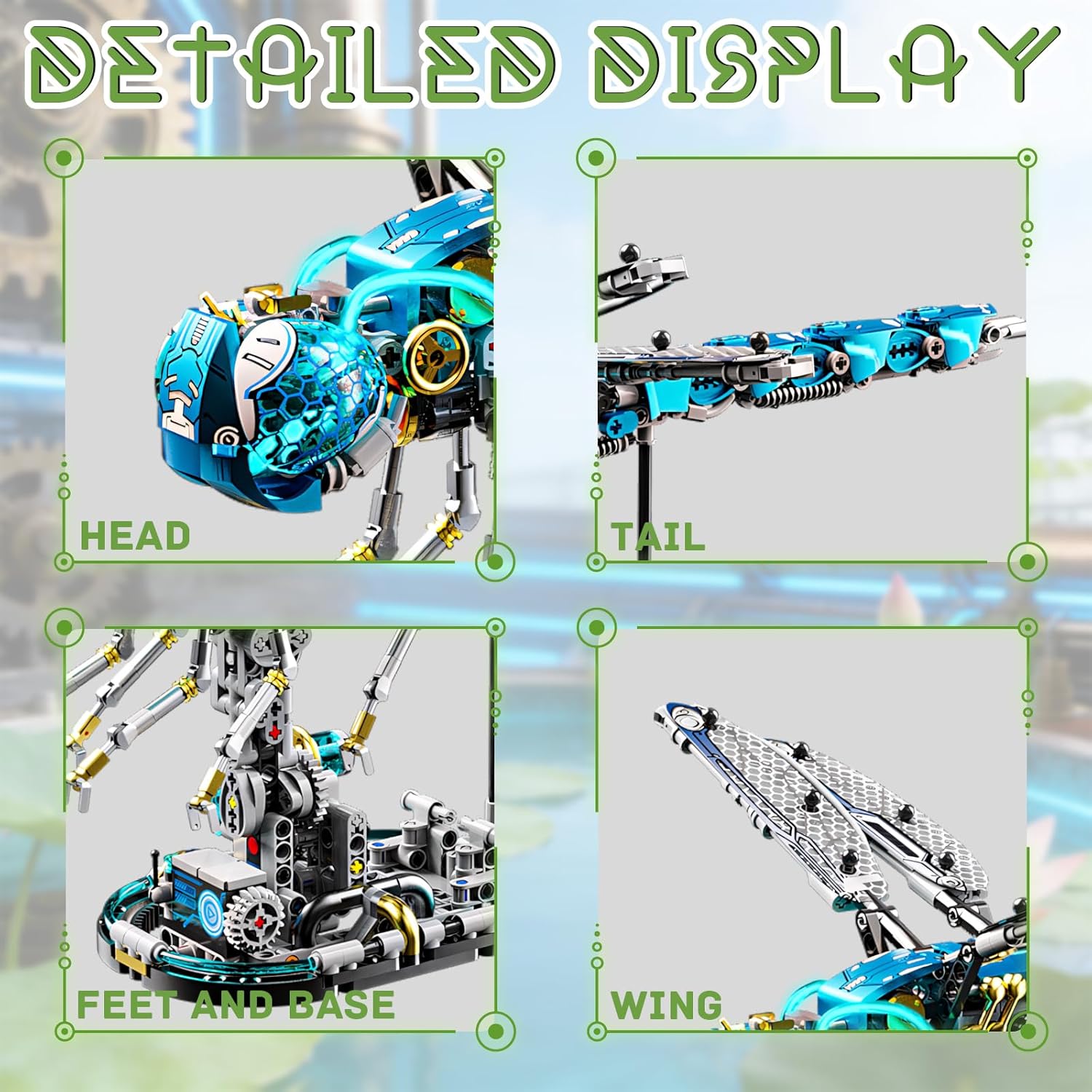 Mechanical Dragonfly Building Blocks Sets Animal Insert Building Kits Mech Animal Model Toys for Adults Teens 866 PCS