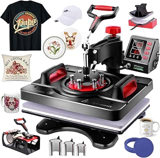 HIFRRUY 8 in 1 Upgraded 15 x 12 Heat Press Machine for Shirts Industrial-Quality Digital Swing Heat Press Sublimation Machine Powerpress Heat Printing Machine for T-Shirt Mug Hats Plate Cap Mouse Pad