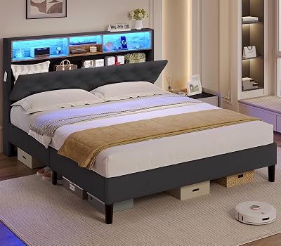 ADORNEVE LED Bed Frame Full Size with Storage Nepal | Ubuy